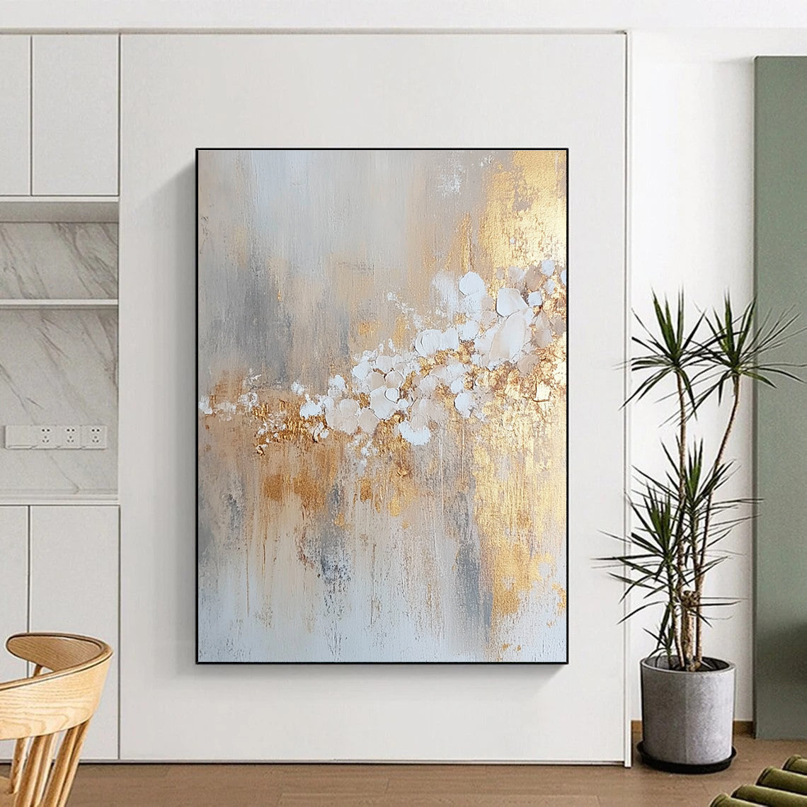 Gold Beige Abstract Painting with Subtle Opulence WINK738