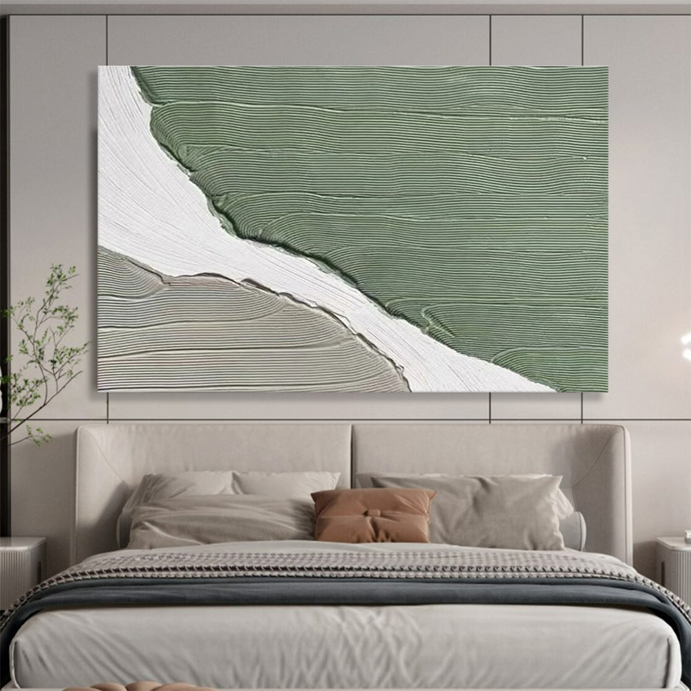 Green - Gray - White Abstract Painting for Contemporary Home Offices YHT396