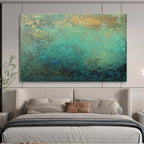 Teal and Gold Textured Abstract Painting ABS590