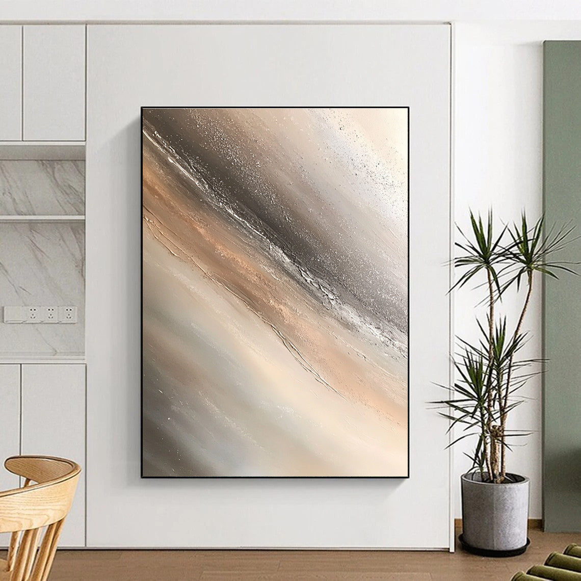 Metallic Tones Abstract Painting with Subtle Shimmer WINK794
