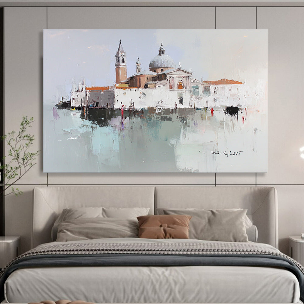 Impressionist Venice Scene Painting with Soft Blended Hues ABS568