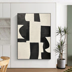 Black and White Geometric Abstract Painting for Modern Minimalist Interiors GAB0790