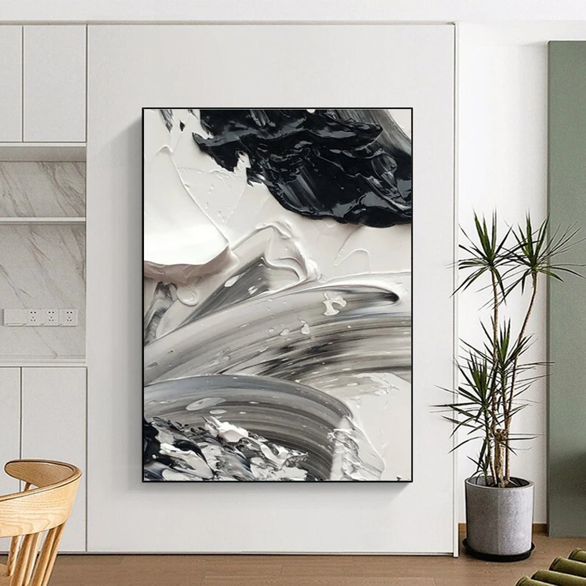 Monochrome Dynamic Strokes Painting for Art - Focused Studios HENG445