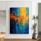 Blue Orange Abstract Painting with Striking Contrast WINK768