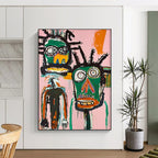 Two Abstract Tribal Faces Painting for Bohemian - Style Salons HENG106