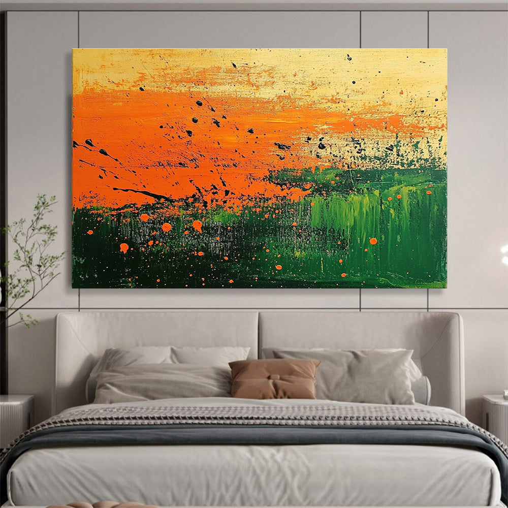 Splatter - Style Landscape Abstract Painting with Bold Color Splashes ABS250
