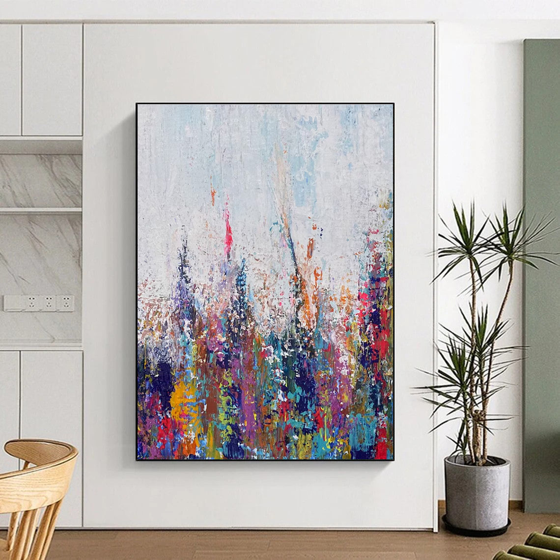 Colorful Floral Field Abstract Painting for Vibrant Garden Centers HENG467