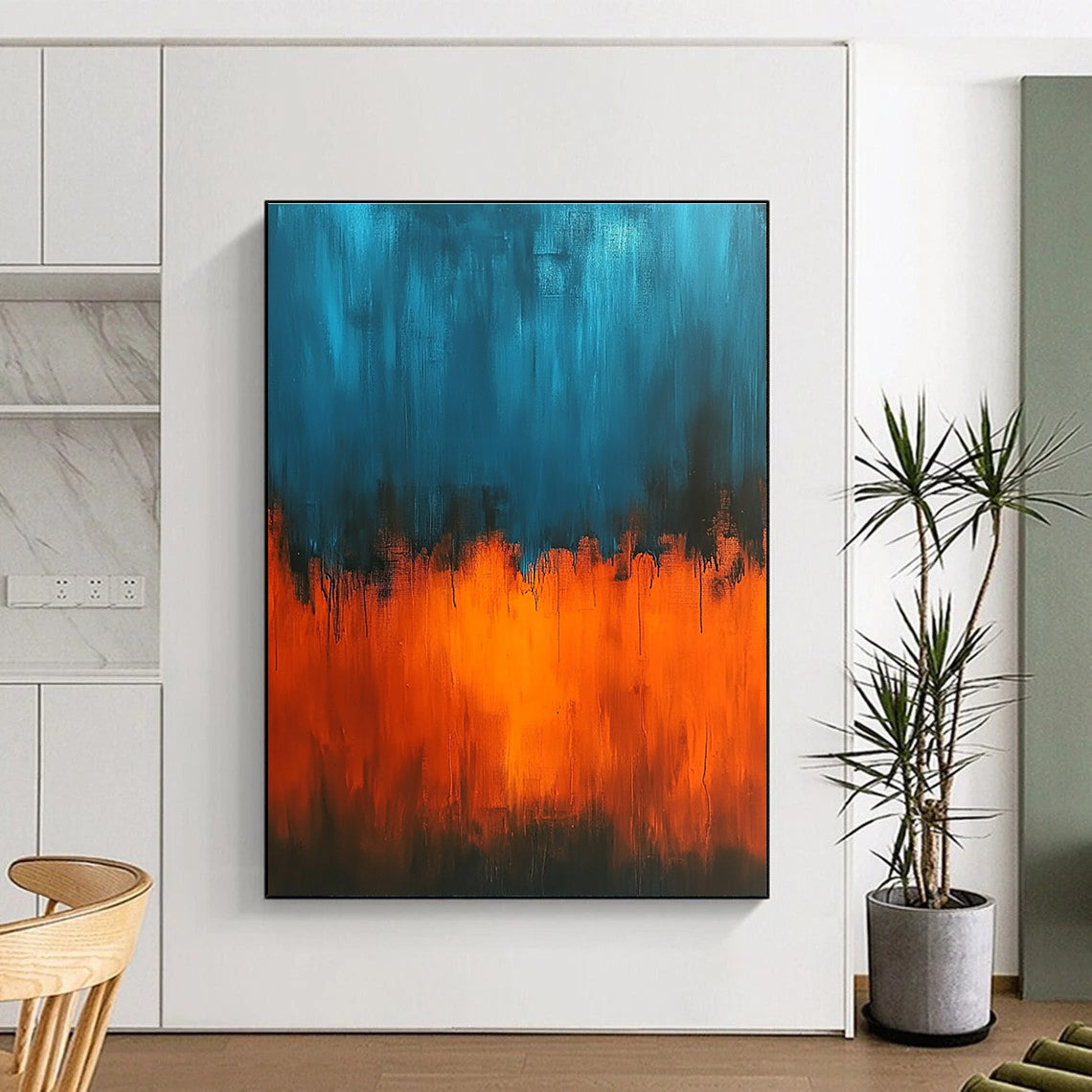 Blue - Orange Abstract Gradient Painting with Bold Contrast WINK388