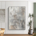 Silver and Gray Wavy Lines Abstract Painting with Subtle Rhythm WINK105