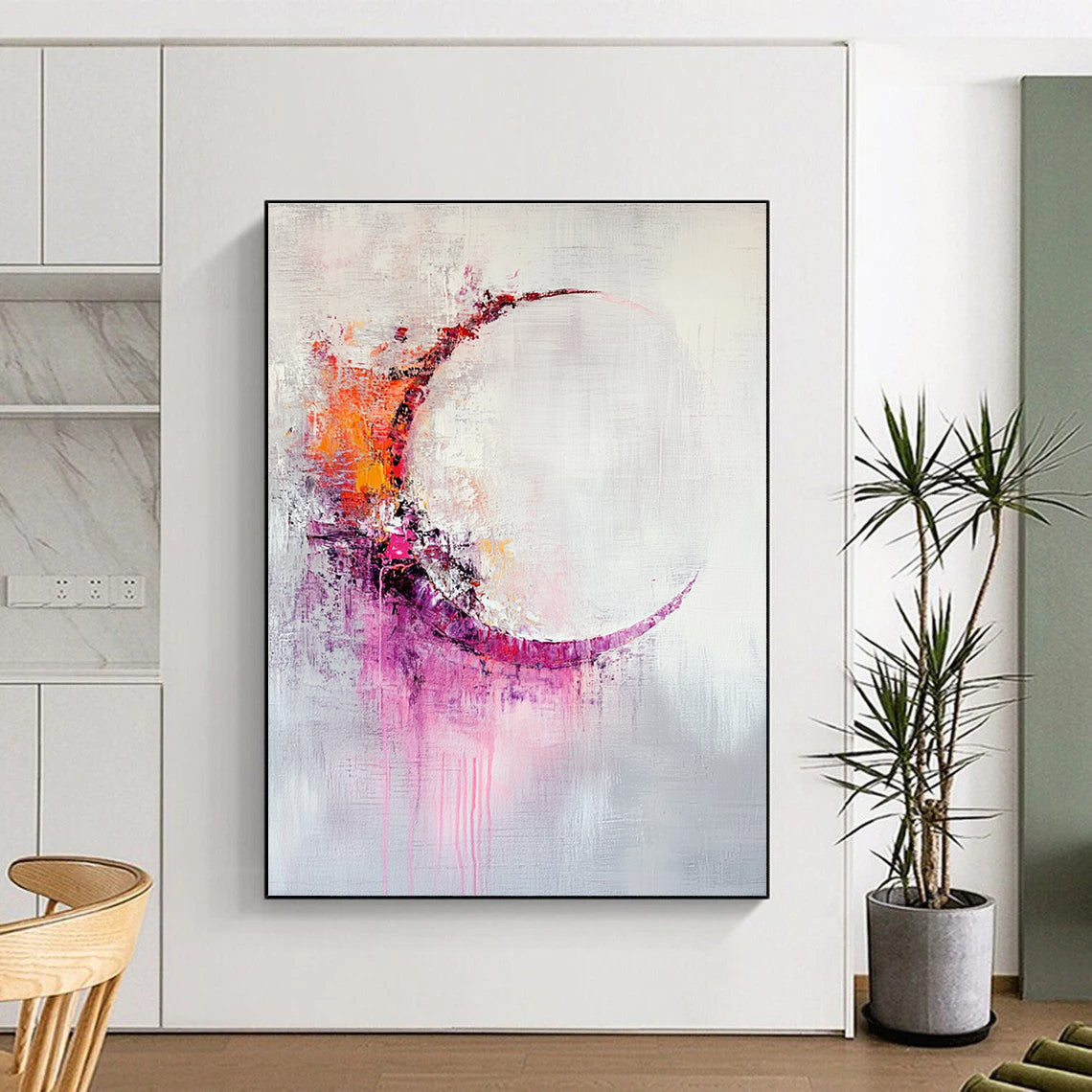 Colorful Crescent Abstract Painting for Bohemian - Style Art Studios GAB0934