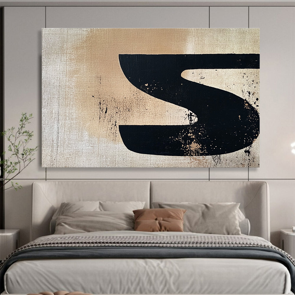 Black - Beige “S” Abstract  Bold Graphic Impact ABS094