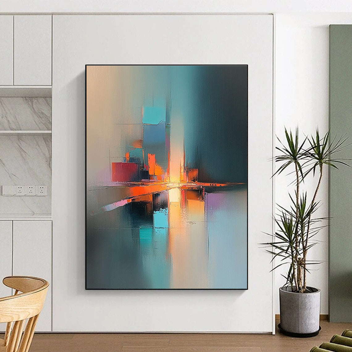 Colorful Cityscape Abstraction Painting with Vibrant Urban Energy WINK185
