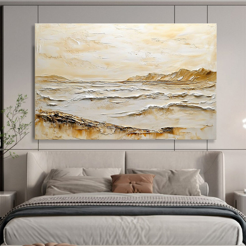Textured Coastal Landscape Abstract Painting with Tactile Beauty ABS618