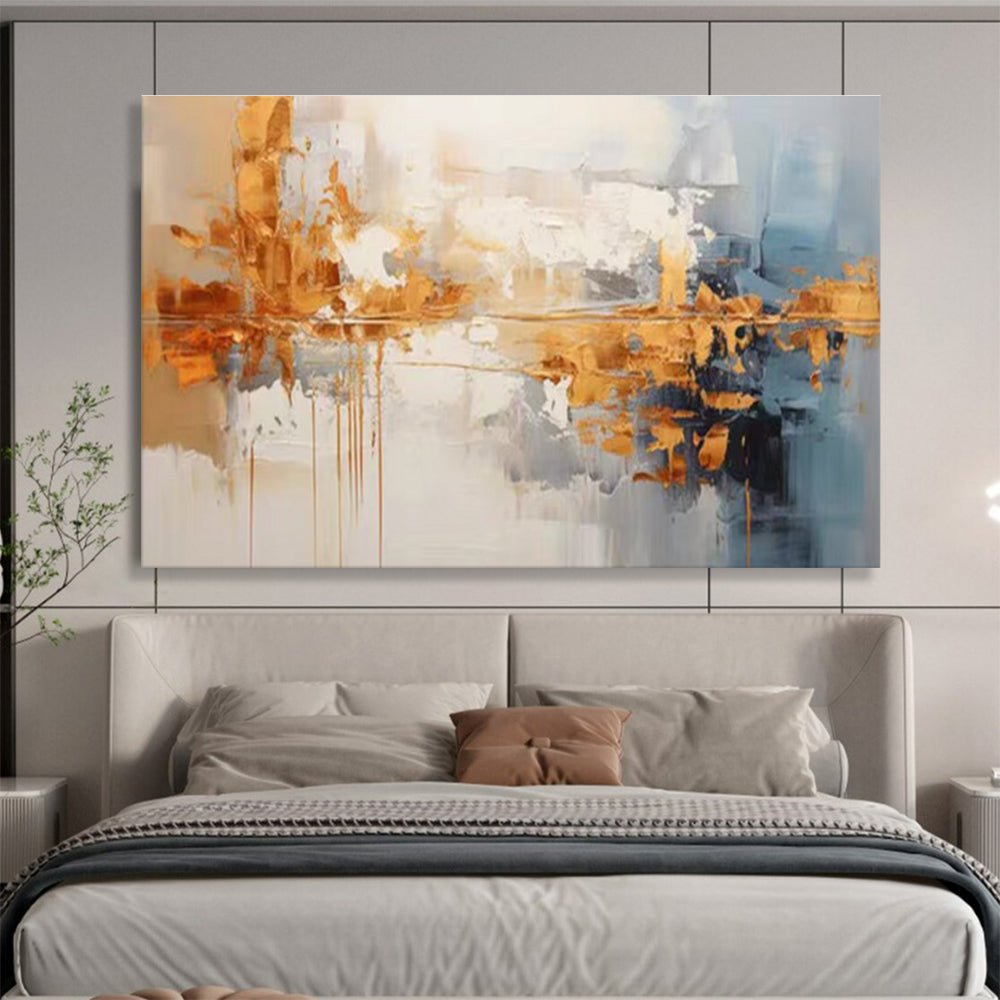Gold Accent Abstract Painting for Luxury Dining Rooms YHT183