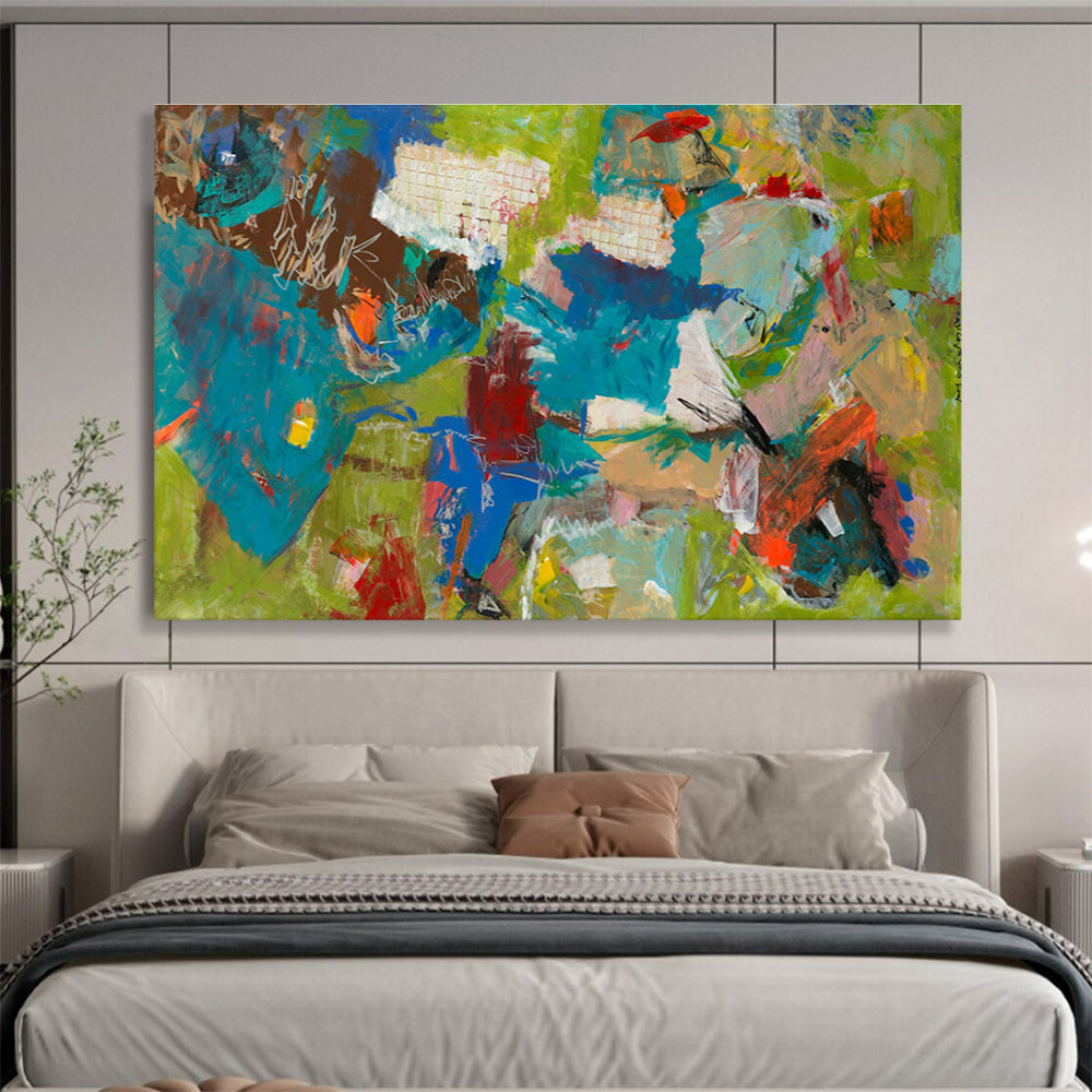 Bold Color Block Abstract Painting for Contemporary Corporate Receptions YHT237
