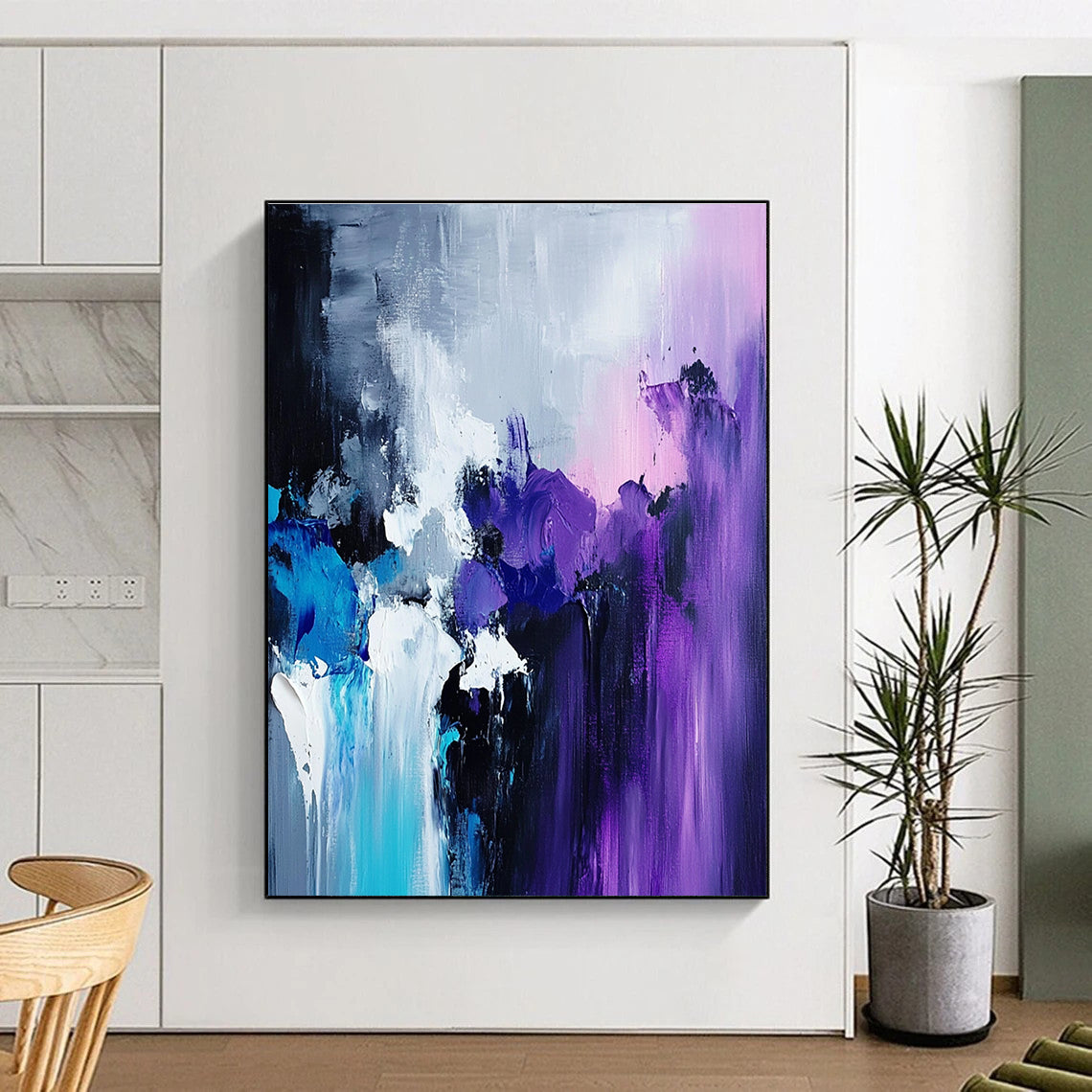 Purple Blue White Abstract Painting with Mystical Depths WINK515