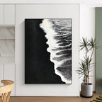 Black and White Beach Minimalist Abstract Painting for Monochrome Lovers GAB1475