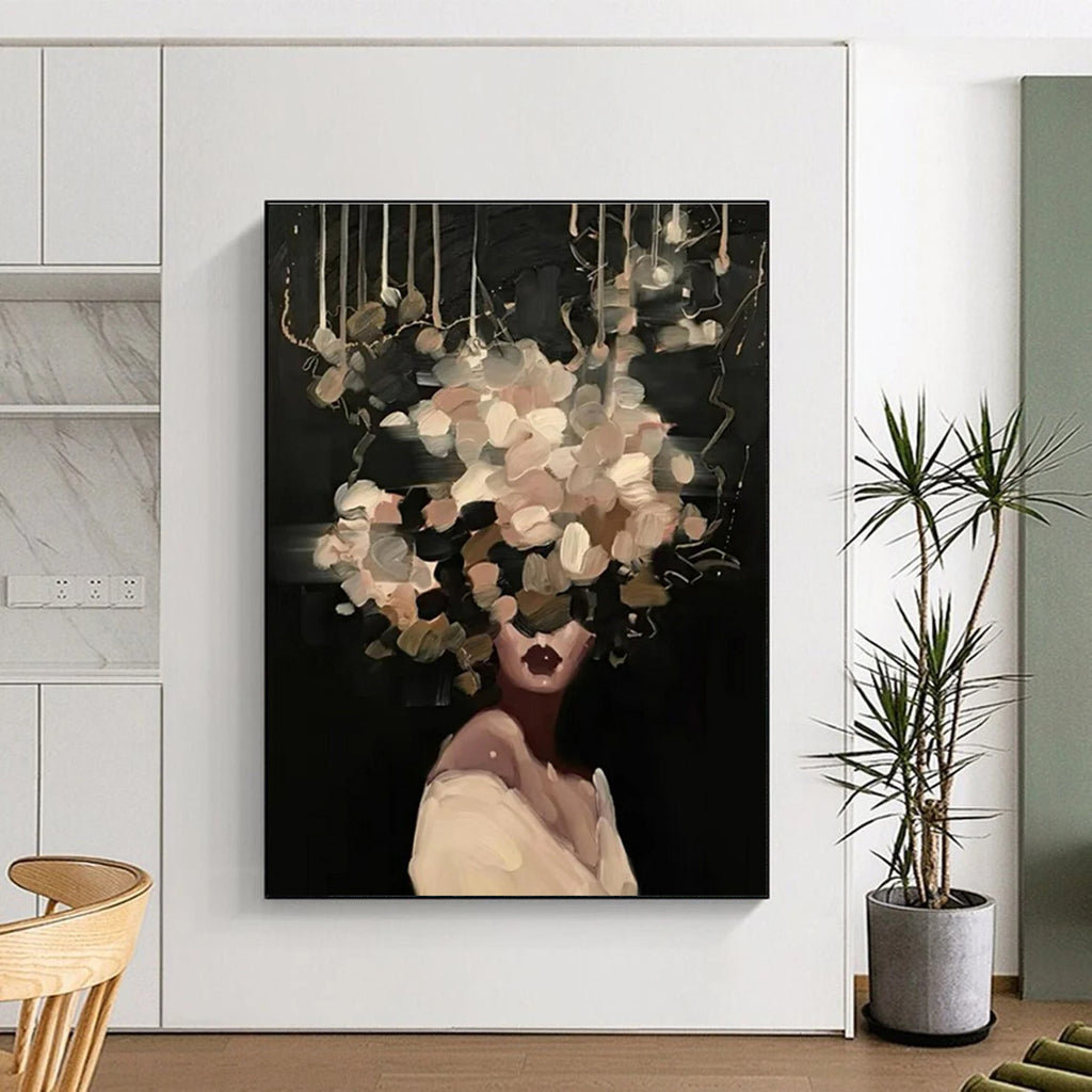 Woman with Elaborate Floral Head Painting for Elegant Event Spaces HENG326