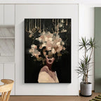 Woman with Elaborate Floral Head Painting for Elegant Event Spaces HENG326