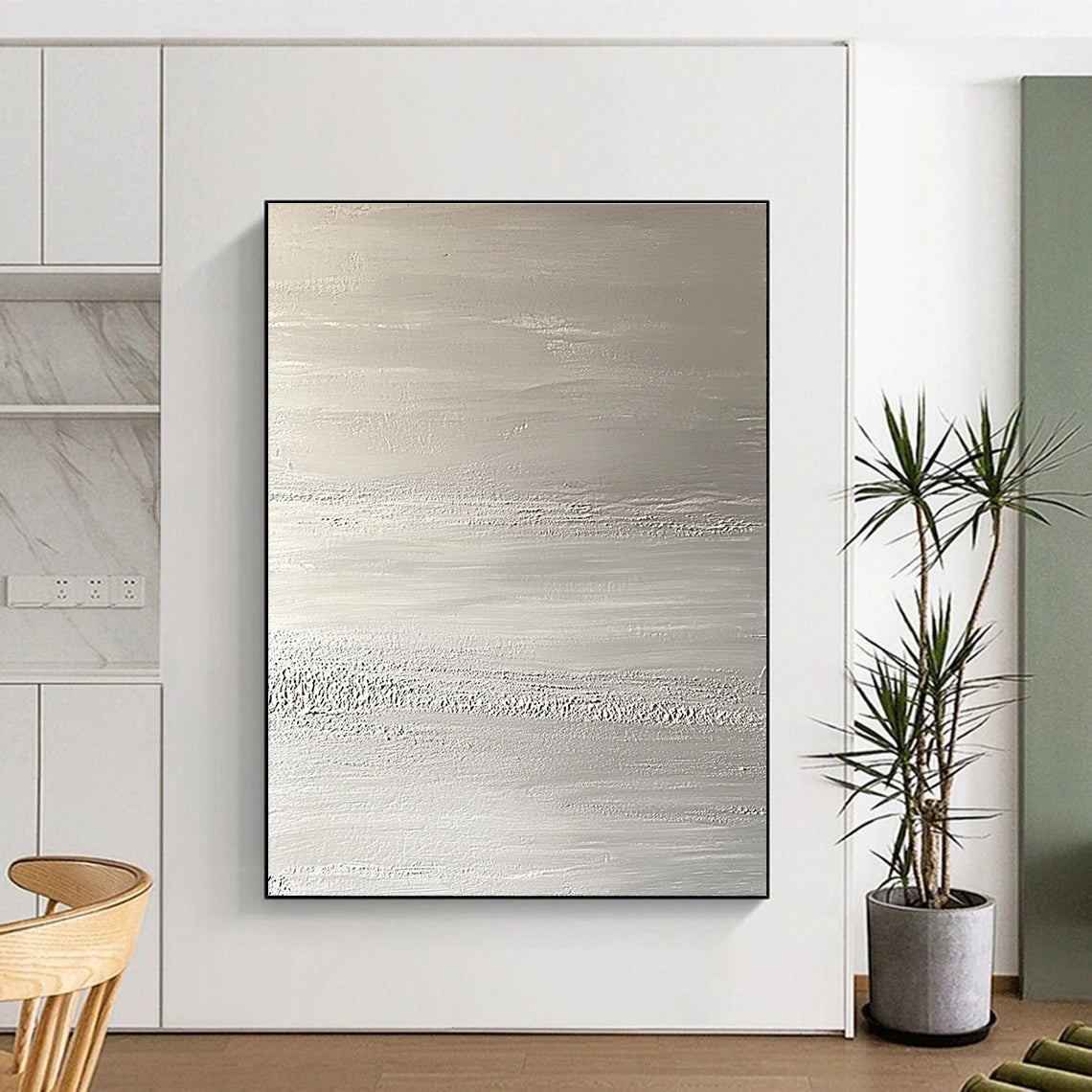 Silver Textured Layers Abstract Painting with Subtle Shimmer WINK117