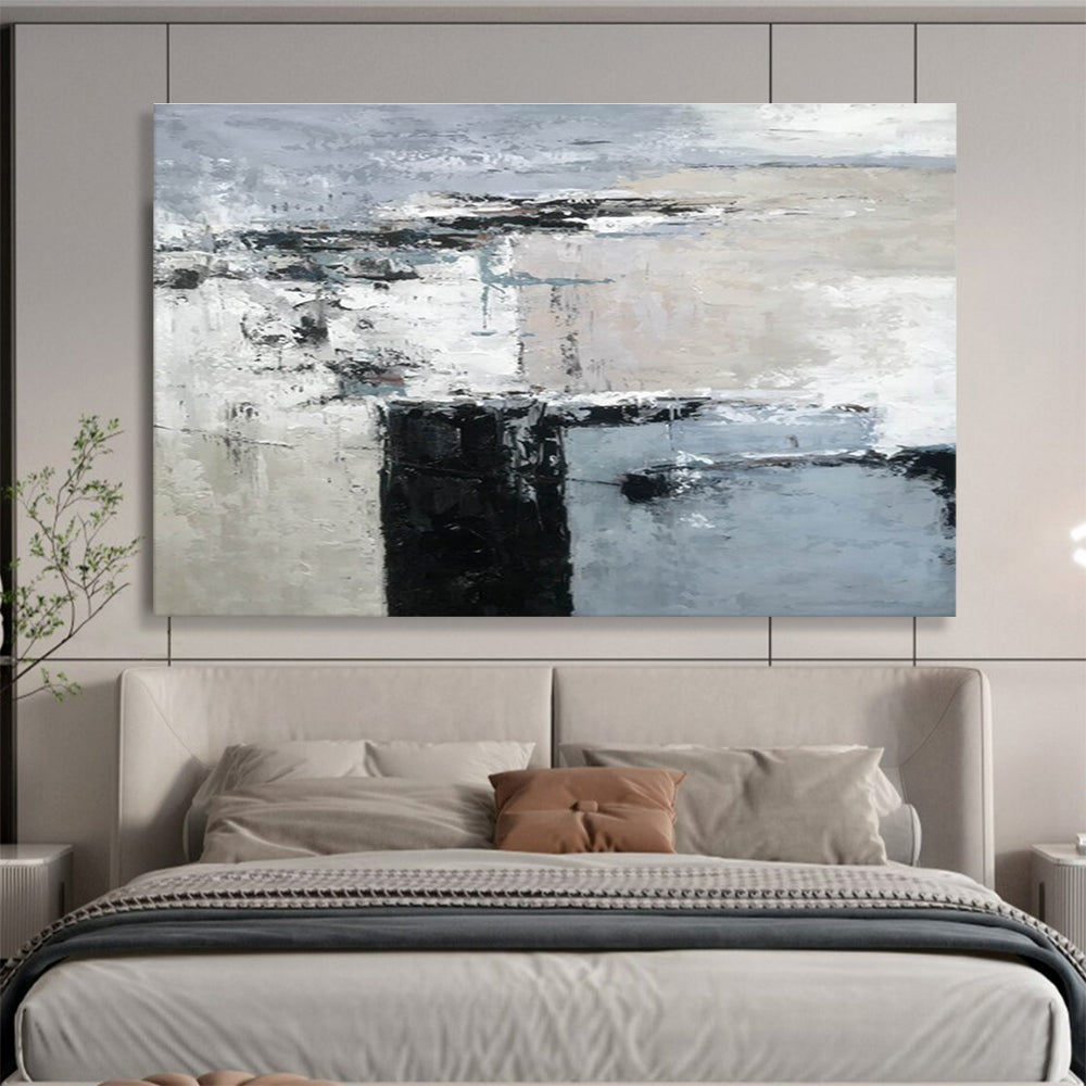 Monochrome Block Abstract Painting for Modern Corporate Offices YHT152