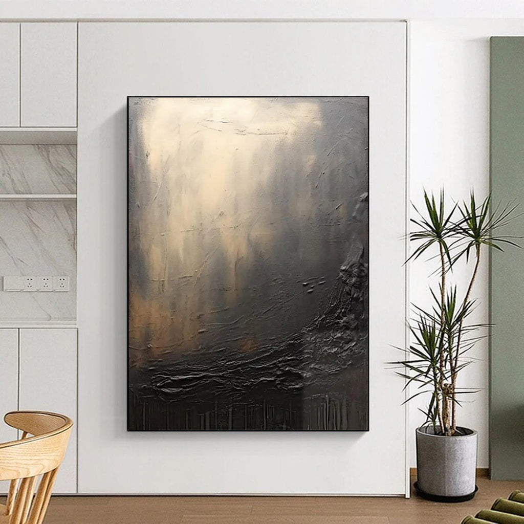 Dark Textured Abstraction Painting for Dramatic Home Theaters HENG449
