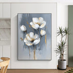 Gold - Accented Flowers Abstract Painting for Elegant Dining Rooms GAB1003