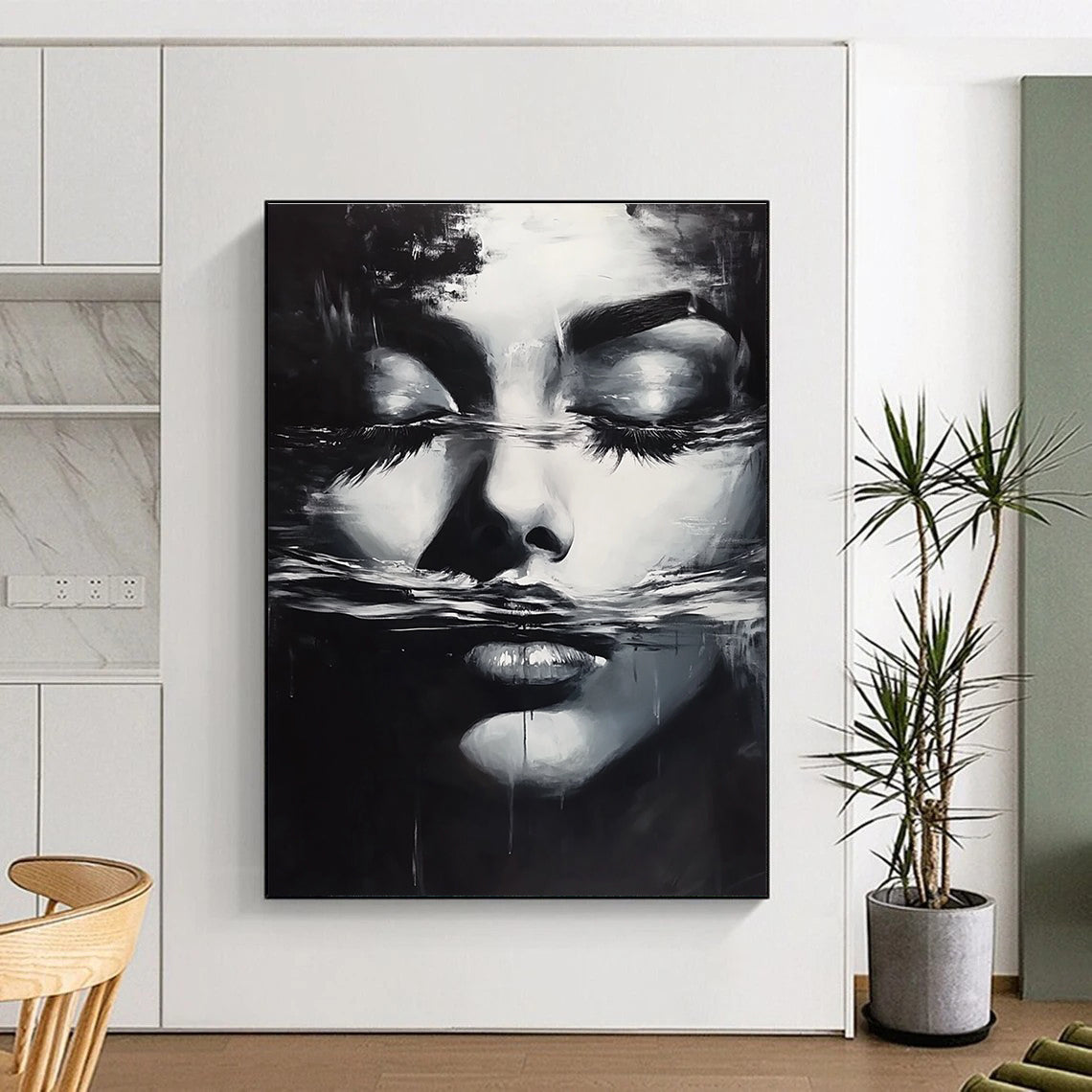 Woman’s Face in Water Evocative Abstract Painting for Thoughtful Spaces GAB1426