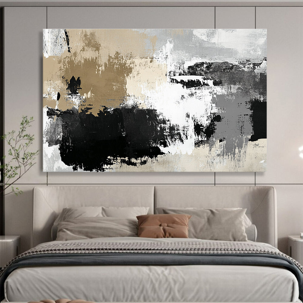 Beige - Black - White Abstract  Warm Minimalist Texture ABS097