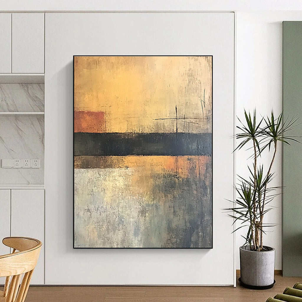 Minimalist Horizon Abstract Painting with Quiet Contemplation WINK762