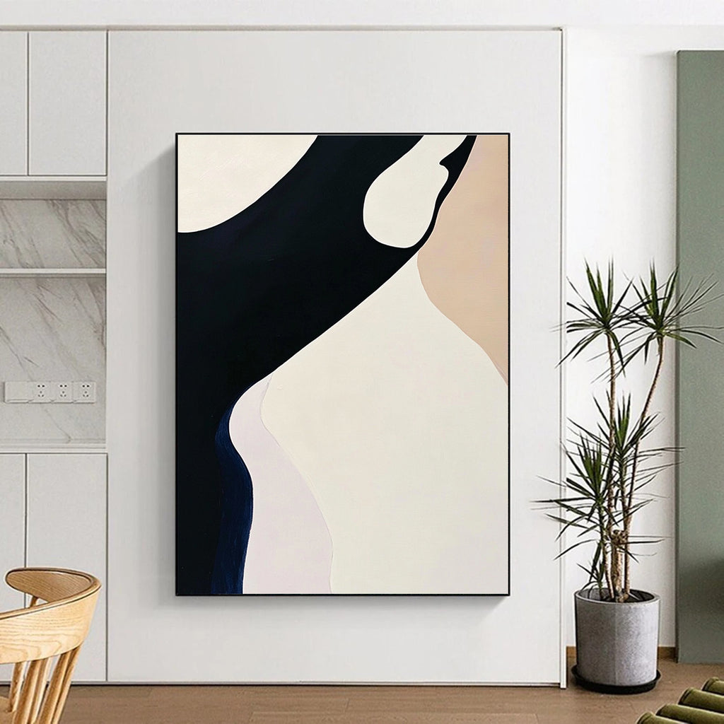 Minimalist Curved Shapes Abstract Painting with Subtle Grace WINK051
