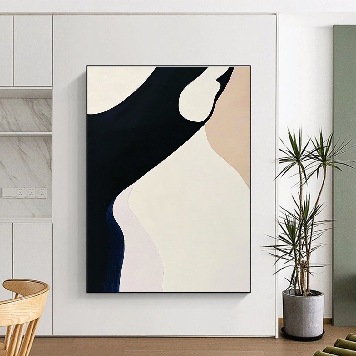 Minimalist Curved Shapes Abstract Painting with Subtle Grace WINK051