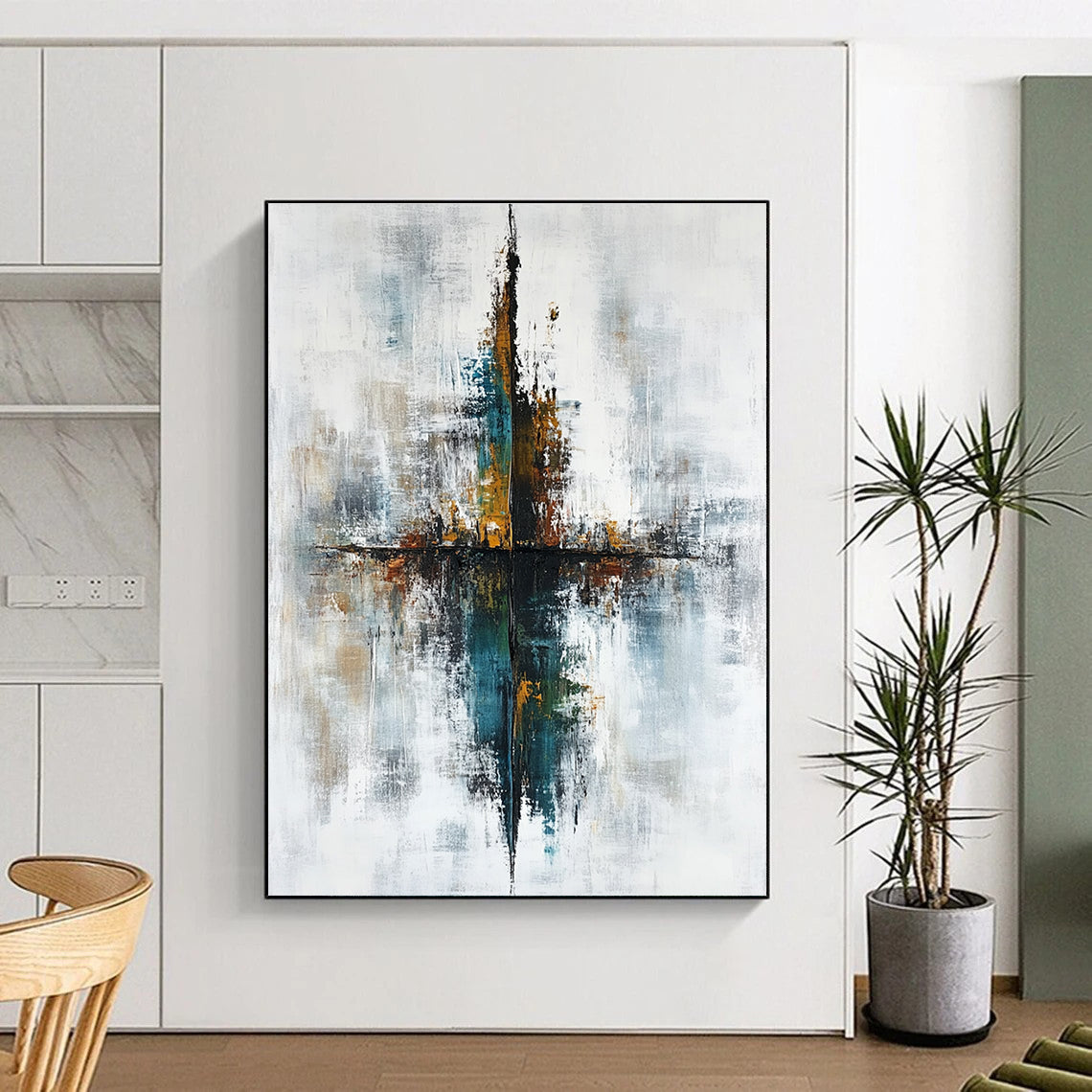 Reflective Abstract Form - Symmetrical Abstract Painting GAB0644