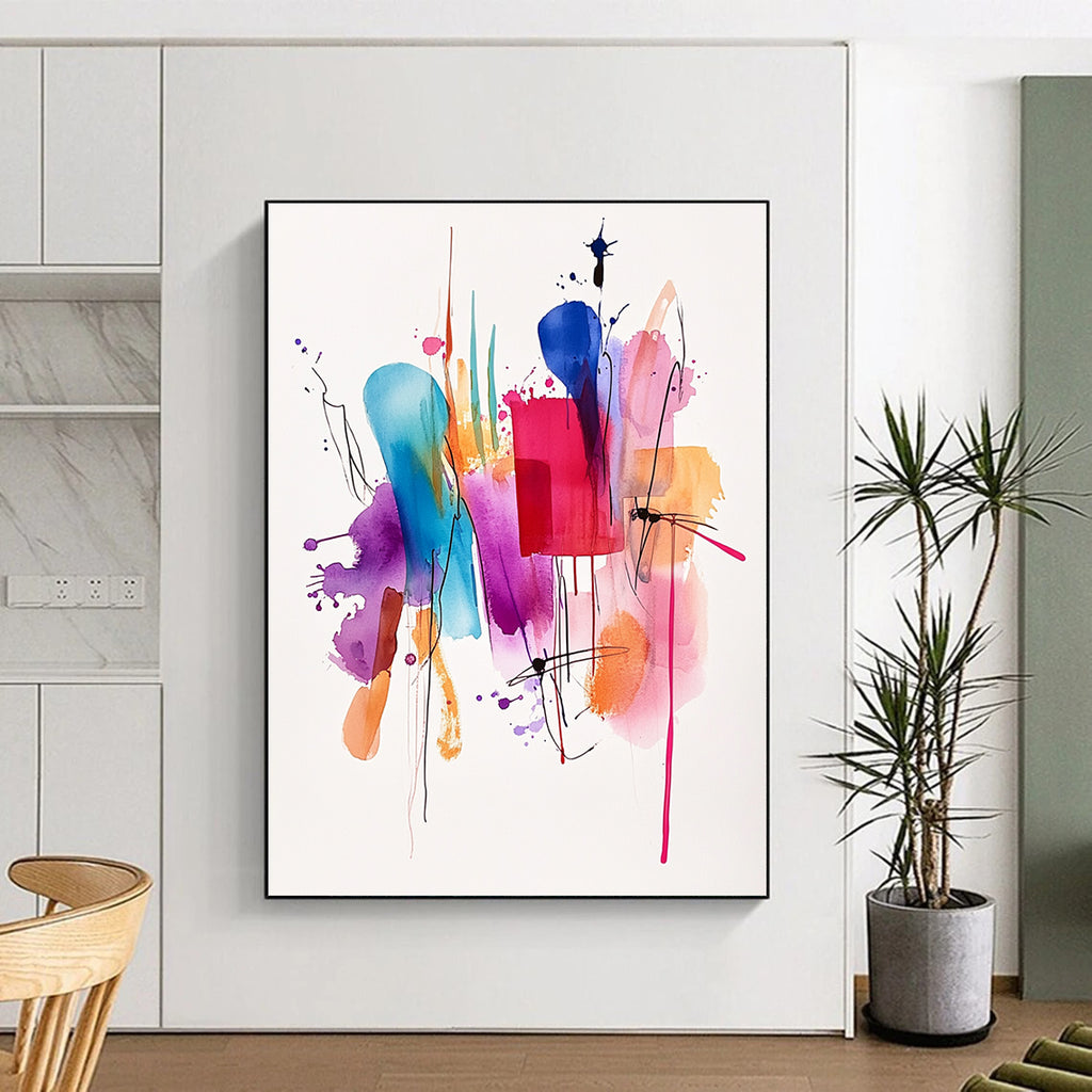 Colorful Watercolor Abstract Painting with Fluid Beauty WINK735