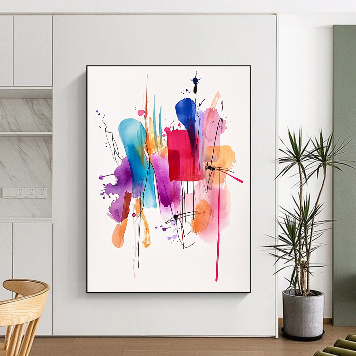 Colorful Watercolor Abstract Painting with Fluid Beauty WINK735