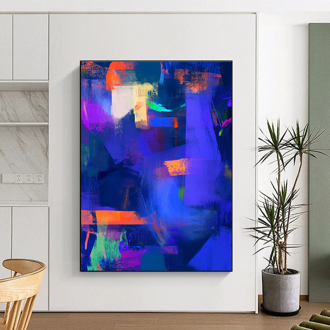Purple - Blue Abstract Fusion Painting with Mysterious Allure WINK407