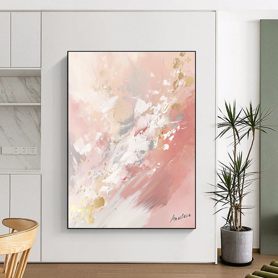 Pink and Gold Abstract Elegant Abstract Painting GAB0361