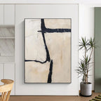 Minimalist Black and White Abstract Painting for Modern Home Offices HENG452