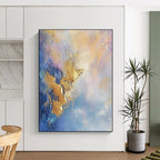 Gold Accented Blue Purple Abstract Painting with Metallic Highlights WINK625