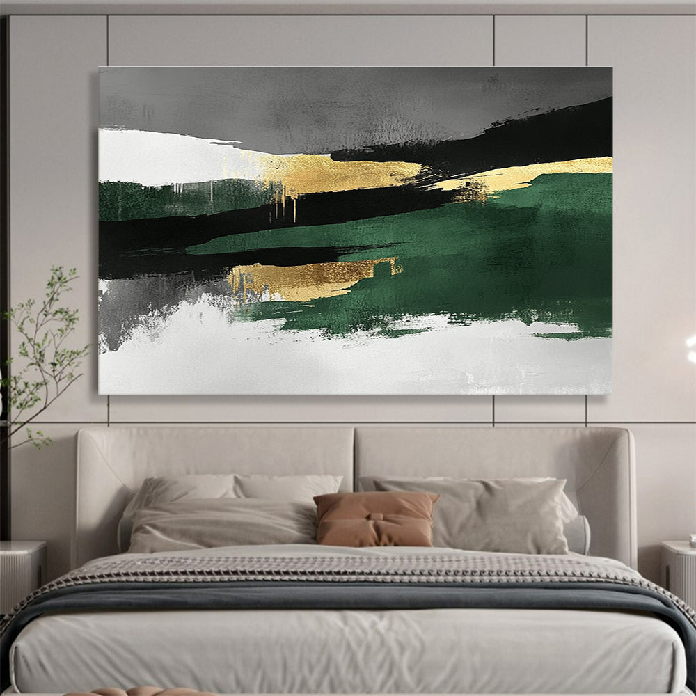 Green - Gold Abstract Landscape Fusion Painting ABS211