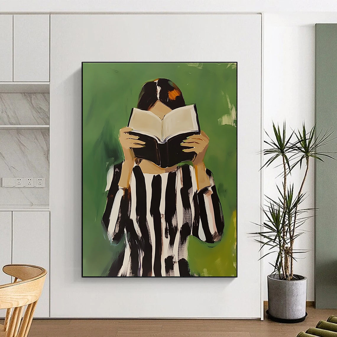 Woman Reading with Book - Intimate Narrative Abstract Painting GAB0417