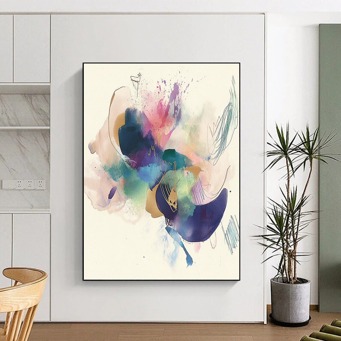 Vibrant Abstract with Gold Abstract Painting with Lively Sophistication WINK276