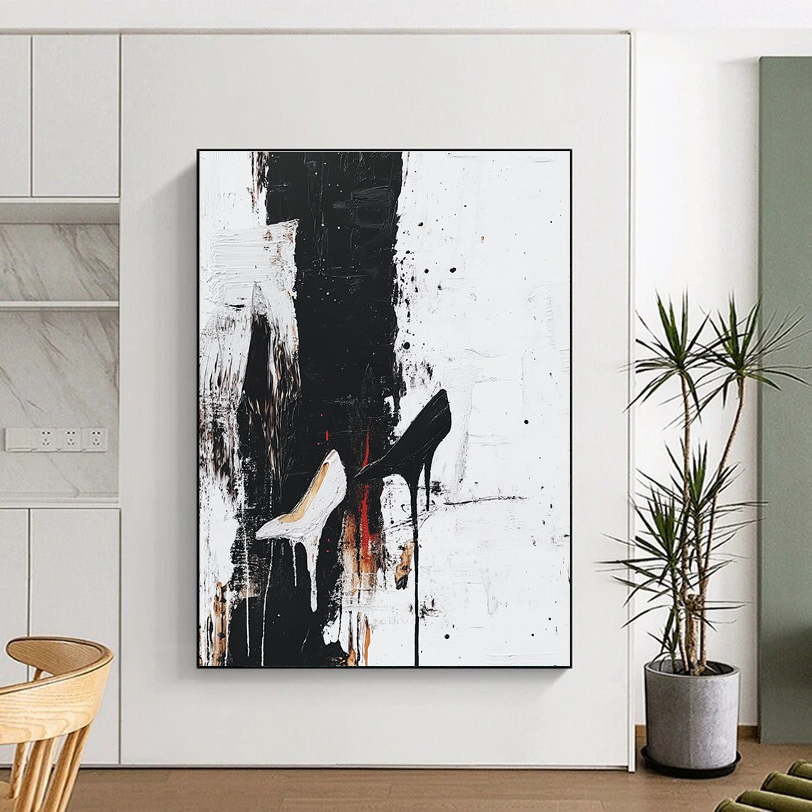 Black and White Heels Abstract Painting for Fashion - Forward Boutiques GAB0853