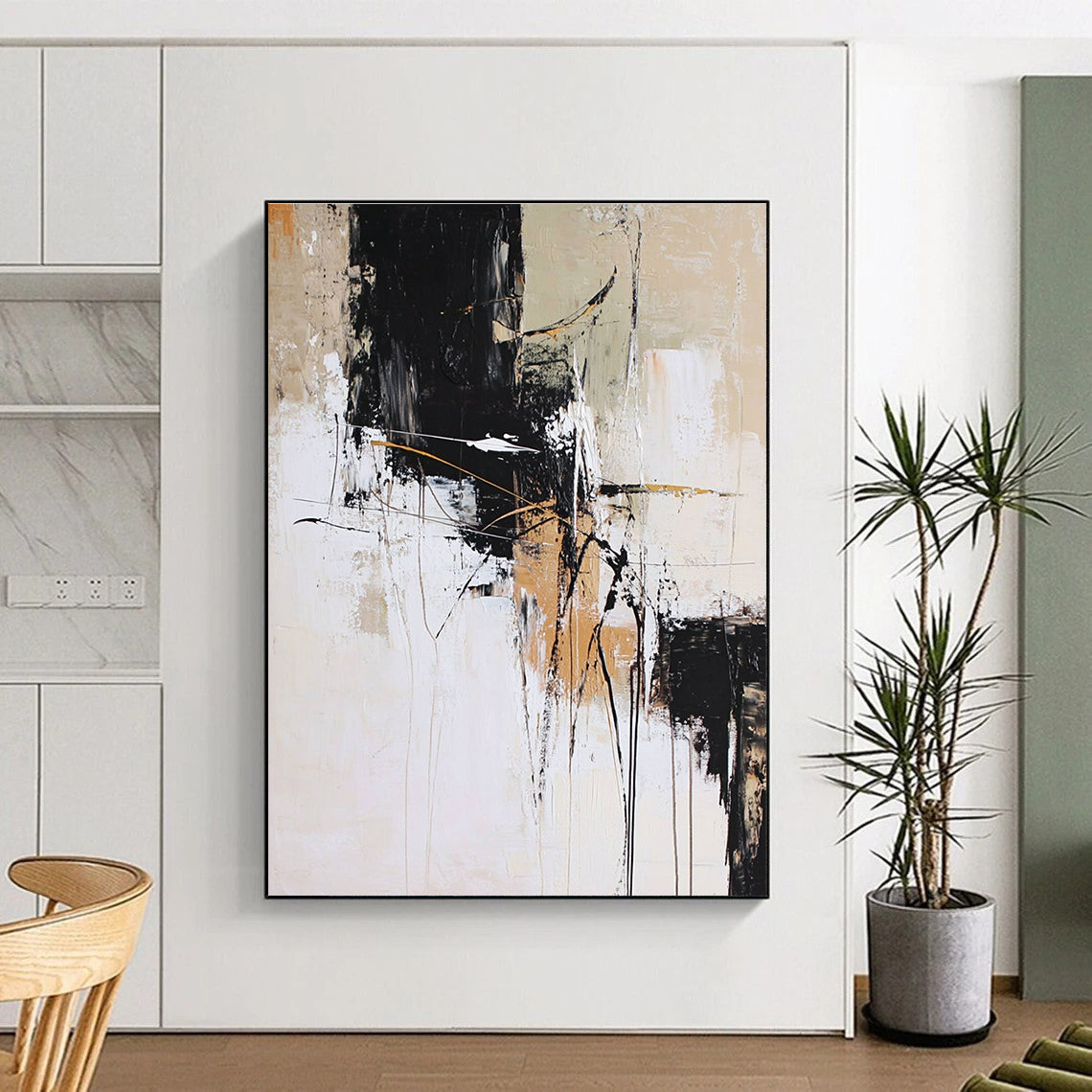 Neutral Abstract Composition Painting with Timeless Sophistication WINK409