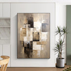 Beige - Toned Abstract Painting with Layered Squares WINK859