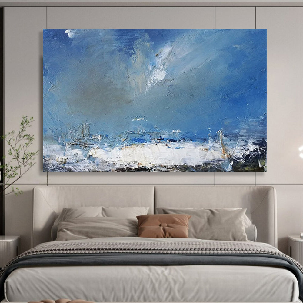 Blue Sea and Sky Abstract Painting for Coastal Ambiance YHT030