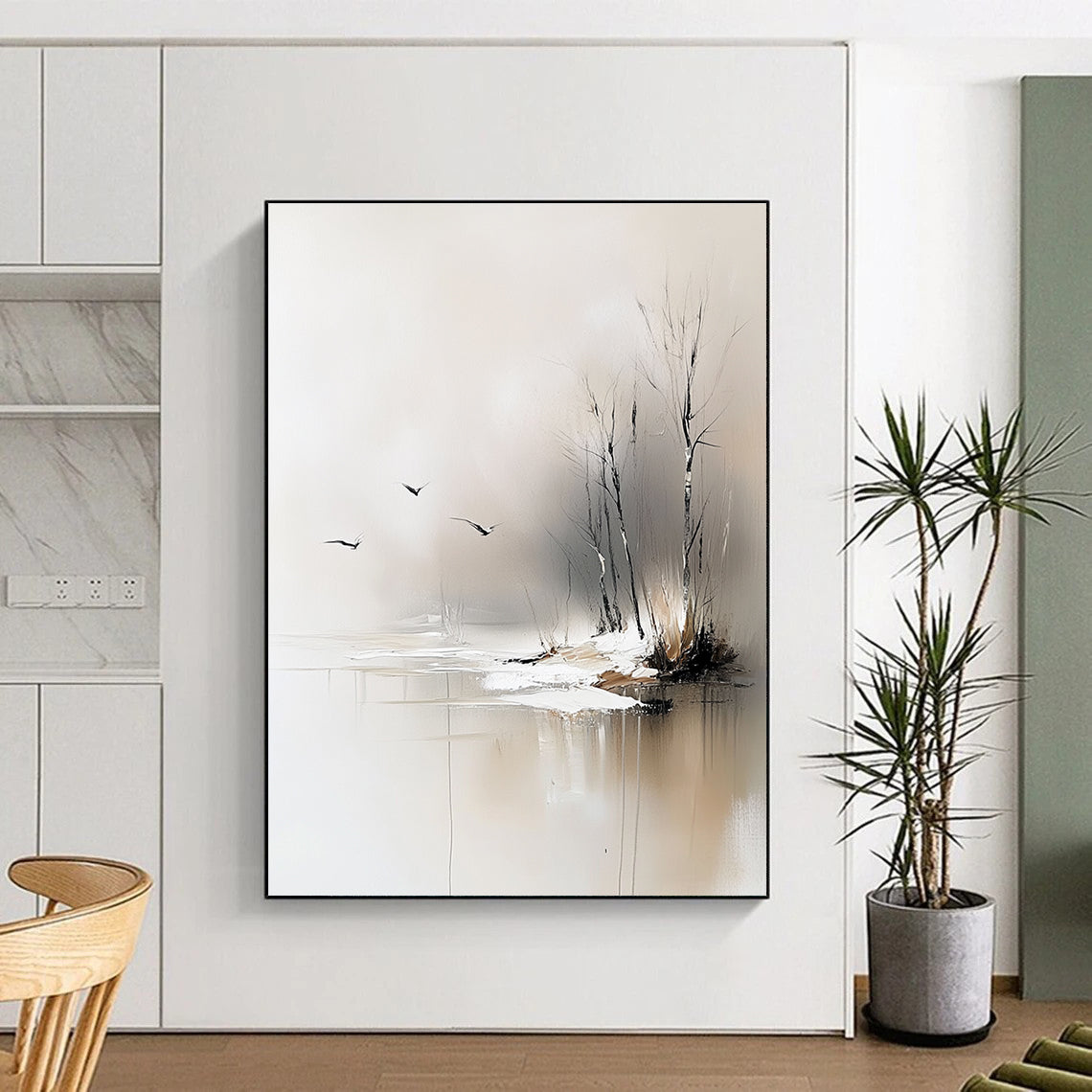 Winter Lake Abstract - Serene Snowy Landscape Art GAB0539