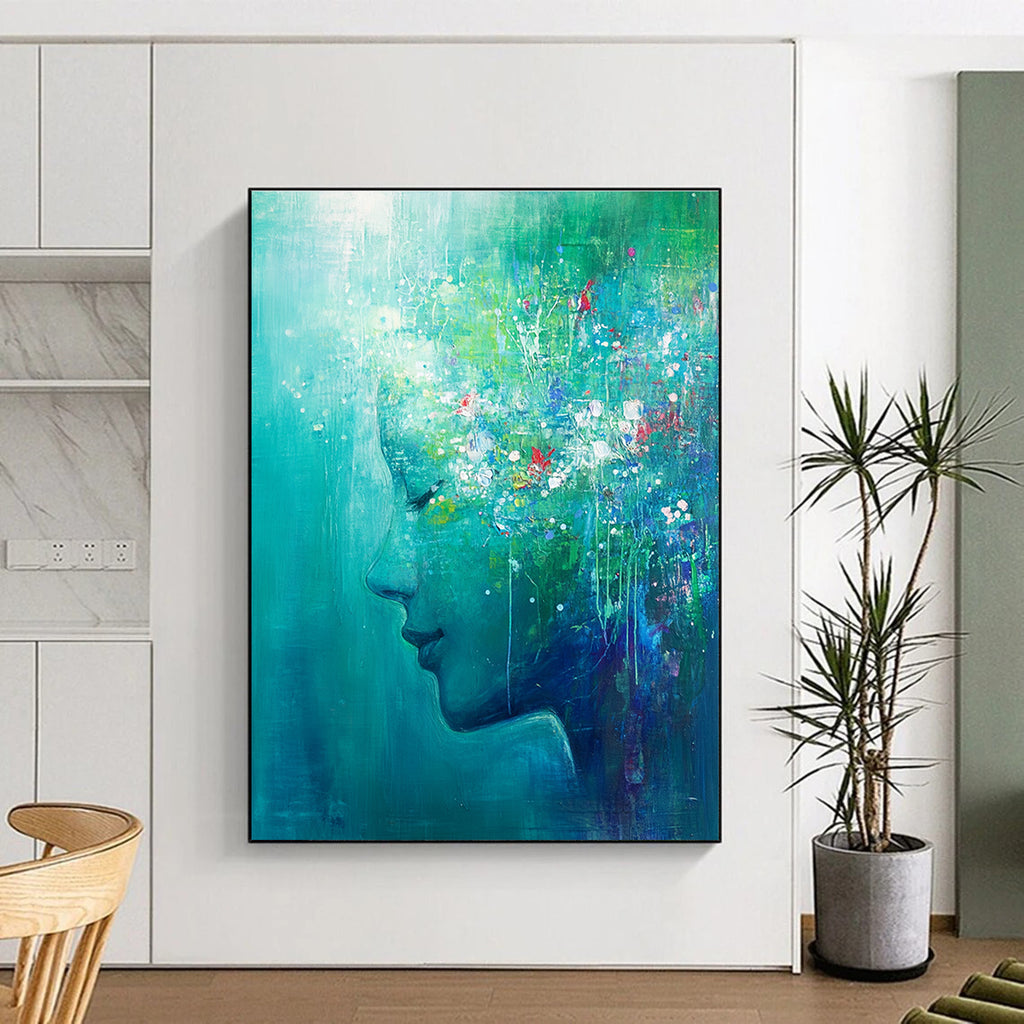 Abstract Head with Floral Crown Painting for Bohemian - Styled Salons GAB1136