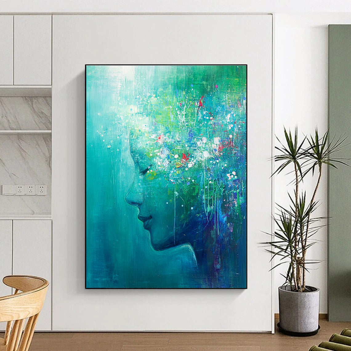 Abstract Head with Floral Crown Painting for Bohemian - Styled Salons GAB1136