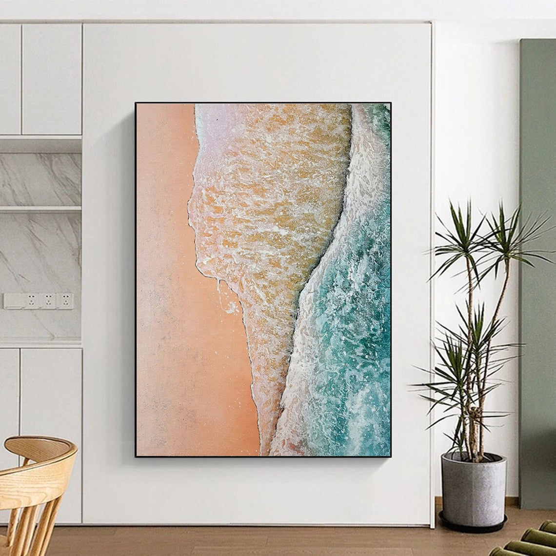 Aerial Beach View Abstract Painting for Coastal Home Bedrooms HENG044
